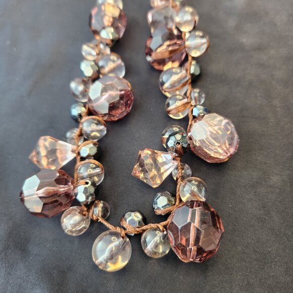 Vintage mark. by Avon Smokey Purple Lucite Faceted and Smooth Cluster Necklace - Picture 5 of 7